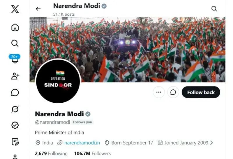 ऑपरेशन सिंदूर का एक साल पूरा.. पीएम मोदी ने 'X' पर अपनी तस्वीर बदली
